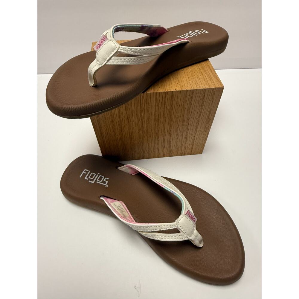 Flojos Brown Thong Flip Flops Cushioned Footbed Size 6